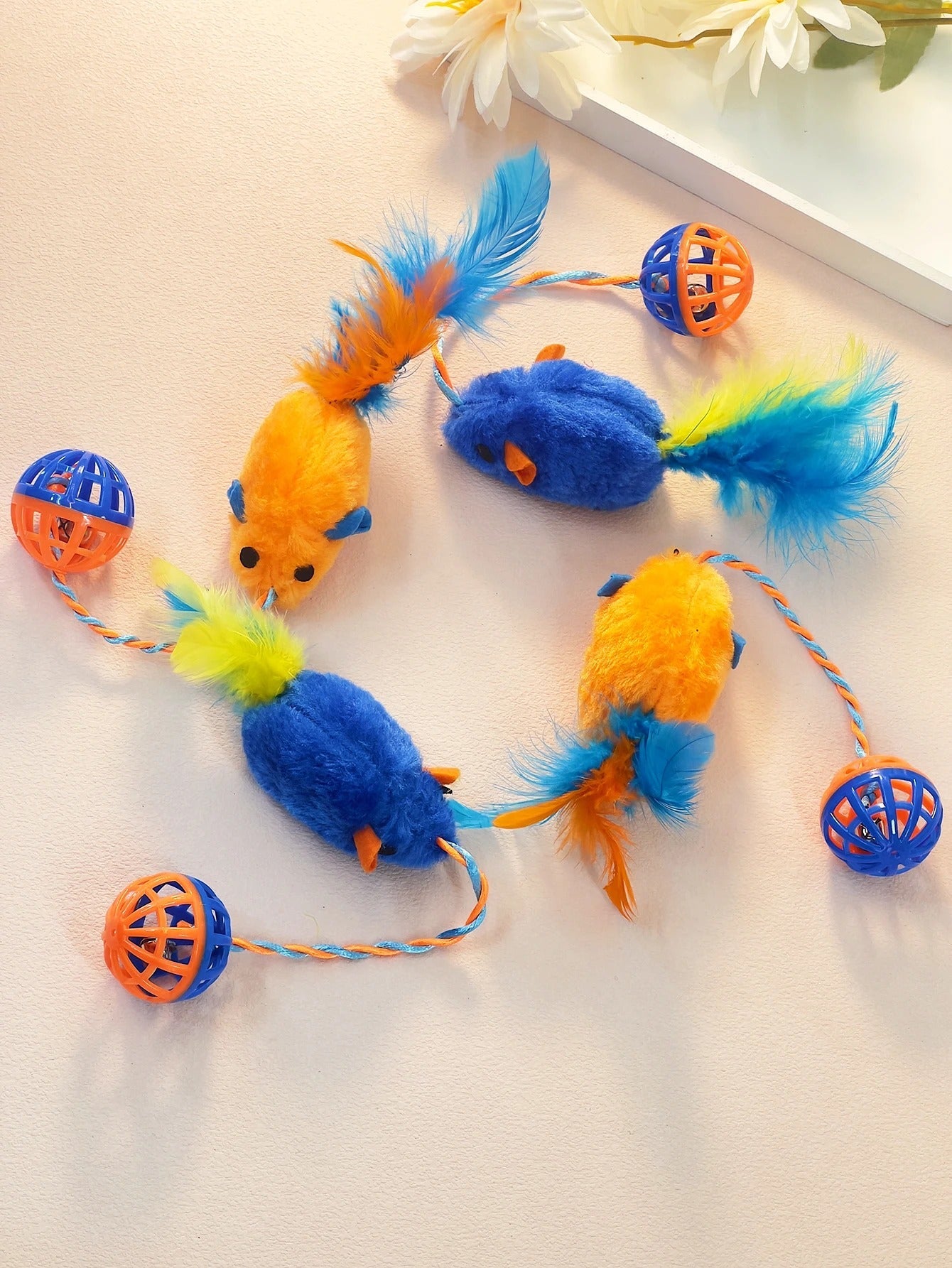 Stuffed Mouse with a String Sounding Bell Ball