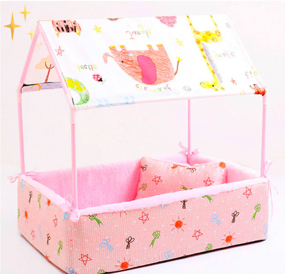 Gemütliche Fleece-Schlafmatte mit Dach und Kissen