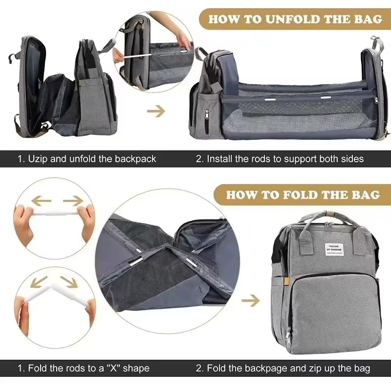 Lightweight Portable Mommy Bag & Folding Crib