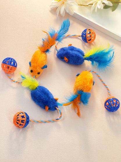 Stuffed Mouse with a String Sounding Bell Ball