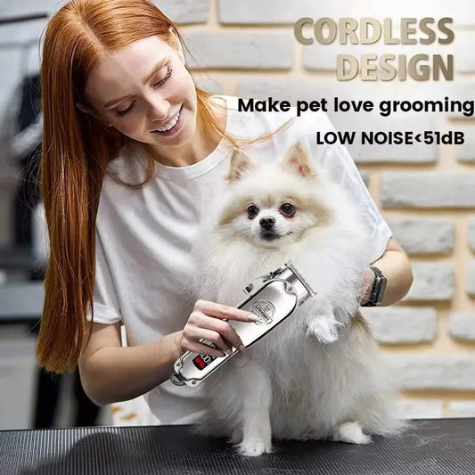 Professional Dog Hair Clipper All Metal Rechargeable Pet Trimmer