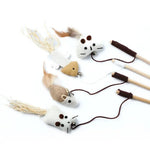 Colorful Wand Cat Toy with Wooden Handle
