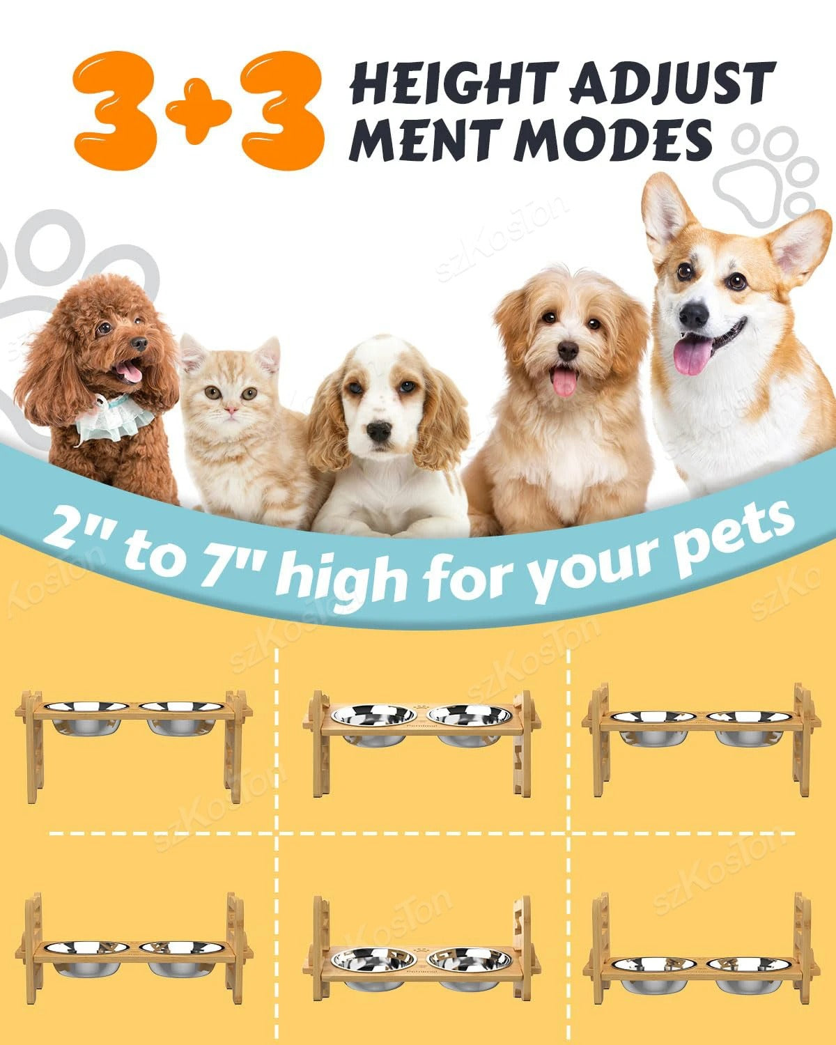 Raised Bamboo Pet Bowls