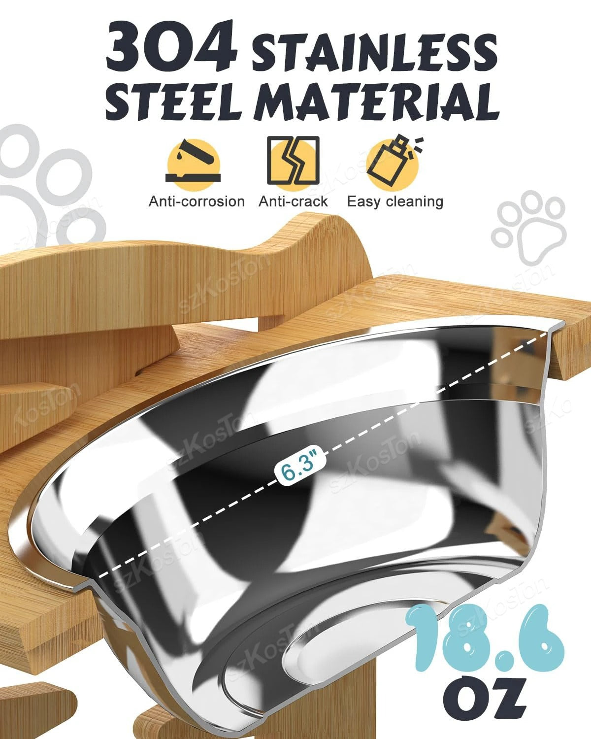 Raised Bamboo Pet Bowls