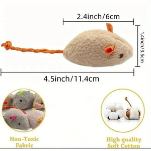 3/7 Piece Interactive Plush Rat Cat Toy