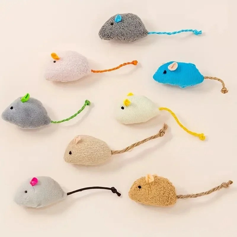 3/7 Piece Interactive Plush Rat Cat Toy