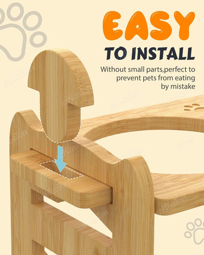 Raised Bamboo Pet Bowls