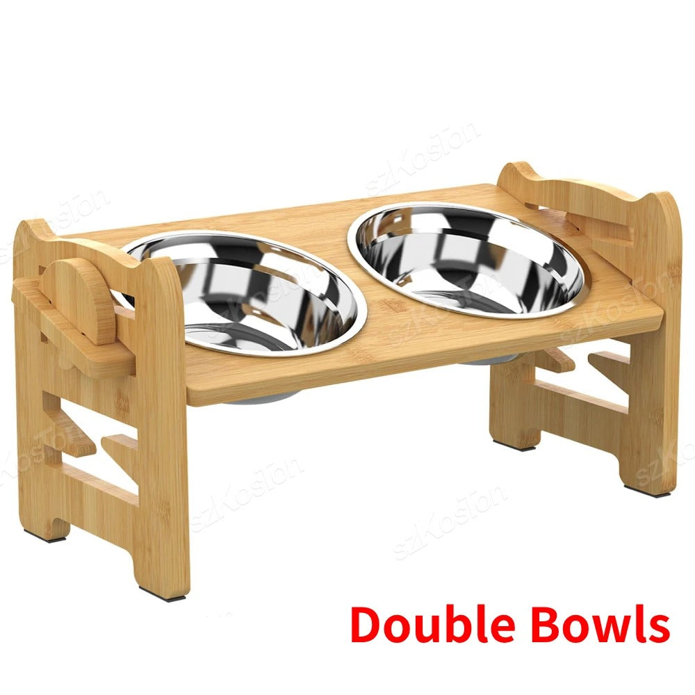 Raised Bamboo Pet Bowls