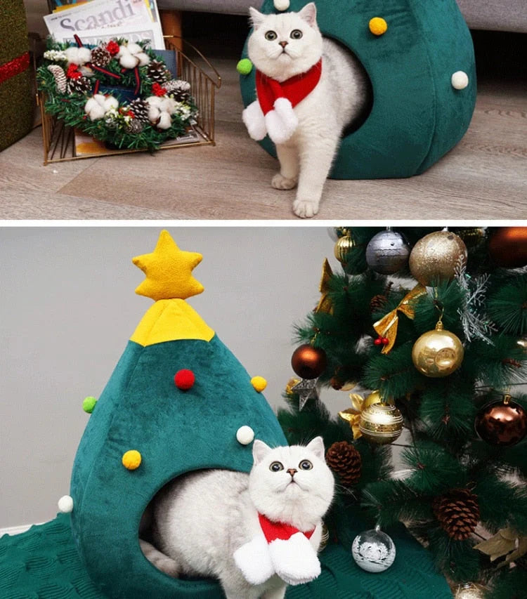 Cat Bed Christmas Tree – CozyTree Haven