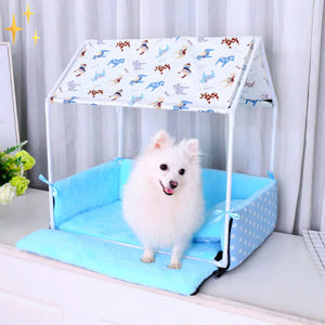 Cozy Fleece Sleeping Mat with Roof and Cushion